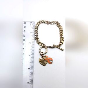 Silver heart charm bracelet breast cancer awareness 💖 survivor‎ B1227